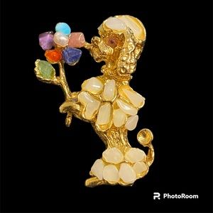 SWOBODA vintage brooch * poodle/ w flower